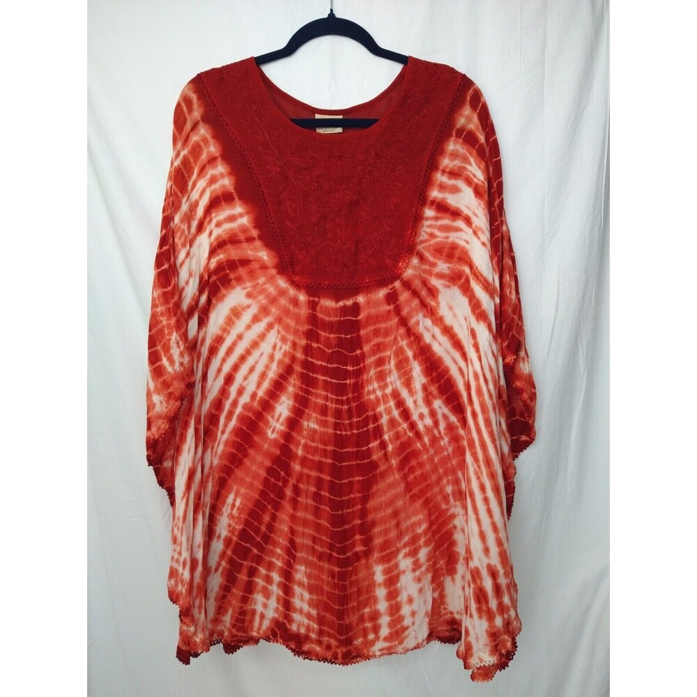 NWT Rainbow Rusty Orange Boho Embroidery Beach Swim Coverup Kimono One Size